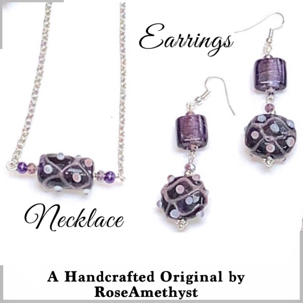 Royal Purple Earrings and Necklace Set